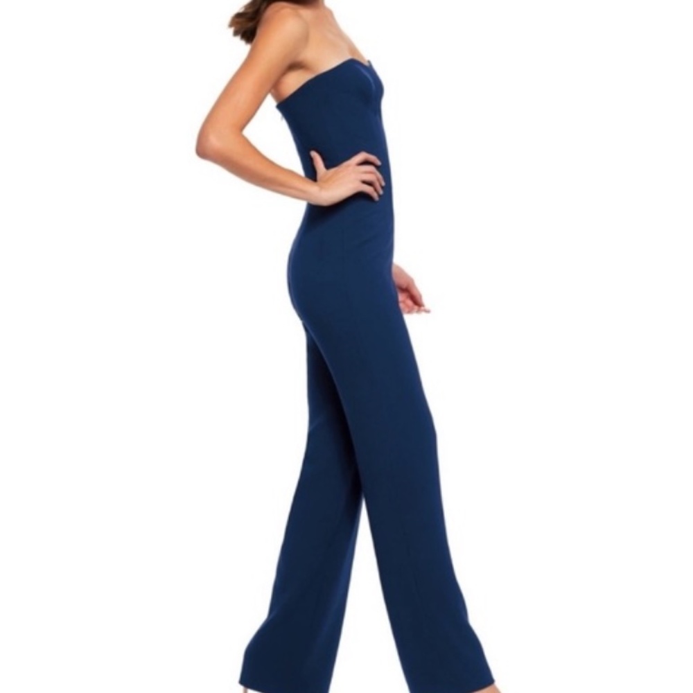 Dress the Population Alexis Strapless Jumpsuit blue S strapless formal